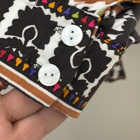 NWT RACHEL ZOE FLORAL TAPESTRY PRINT PUFF-SLEEVE TOP w/ 1 HOOK FRONT SZ S - Picture 7 of 11